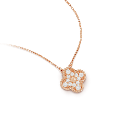 [Polaidi Jewelry]CLOVER 15MM DIAMOND SINGLE FLOWER NECKLACE