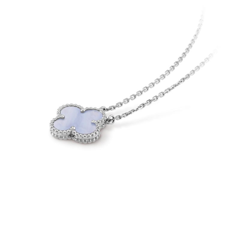 [：Polaidi Jewelry]CLOVER 15MM BLUE CHALCEDONY NECKLACE SILVER