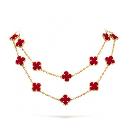 [Polaidi Jewelry]CLOVER 20 MOTIFS CARNELIAN NECKLACE