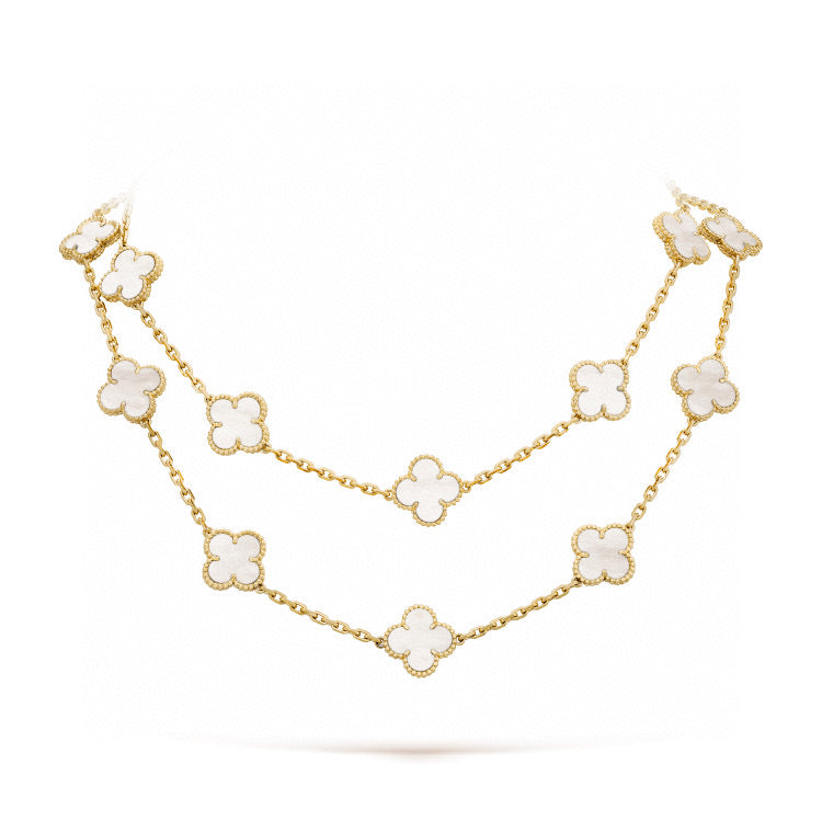 [Polaidi Jewelry]CLOVER 20 MOTIFS WHITE MOP NECKLACE