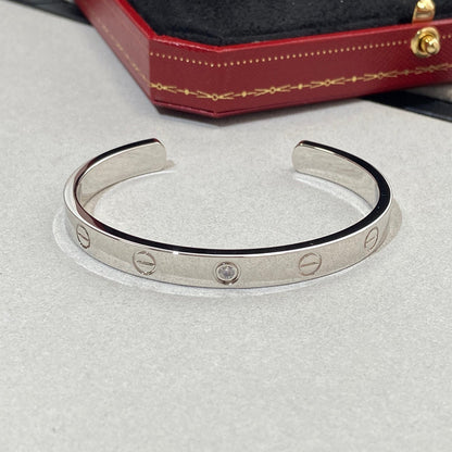 [：Polaidi Jewelry]LOVE BRACELET 6.1MM 1 DIAMOND OPEN CUFF