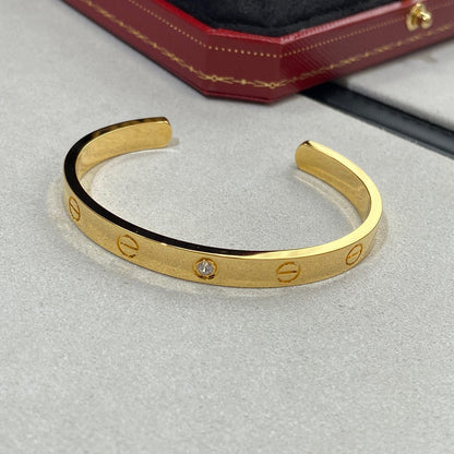 [：Polaidi Jewelry]LOVE BRACELET 6.1MM 1 DIAMOND OPEN CUFF