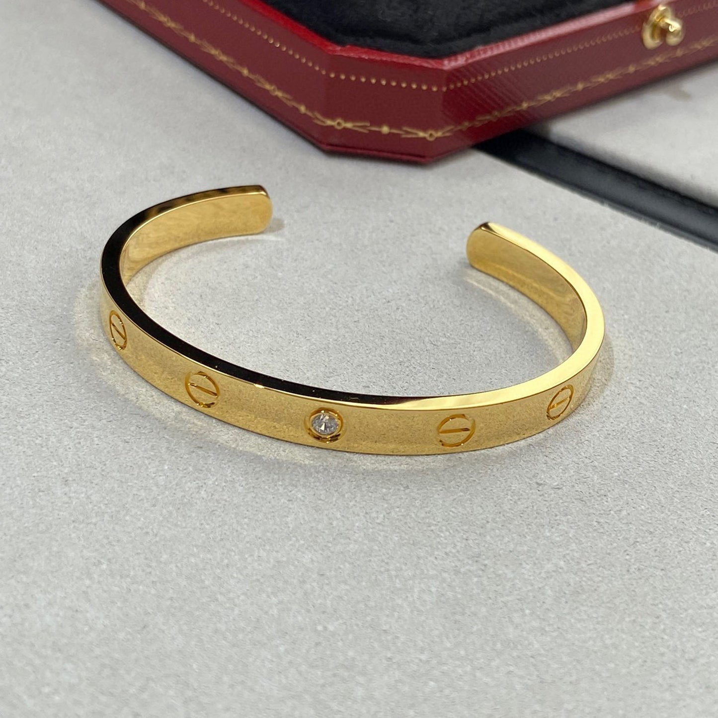 [Polaidi Jewelry]LOVE BRACELET 6.1MM 1 DIAMOND OPEN CUFF