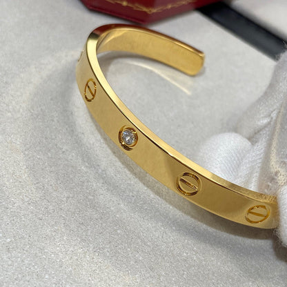 [Polaidi Jewelry]LOVE BRACELET 6.1MM 1 DIAMOND OPEN CUFF