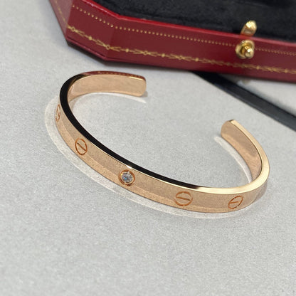 [Polaidi Jewelry]LOVE BRACELET 6.1MM 1 DIAMOND OPEN CUFF