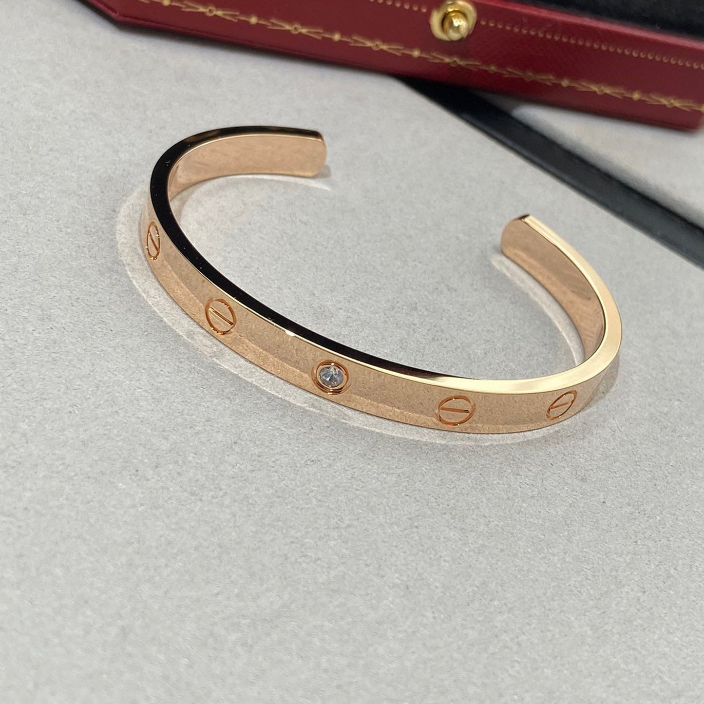 [Polaidi Jewelry]LOVE BRACELET 6.1MM 1 DIAMOND OPEN CUFF