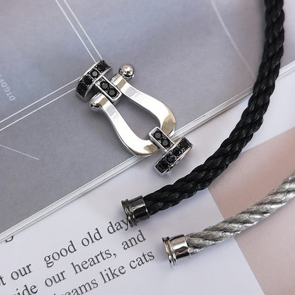 [Polaidi Jewelry]FORCE LARGE HORSESHOE BLACK DIAMOND BRACELET SILVER