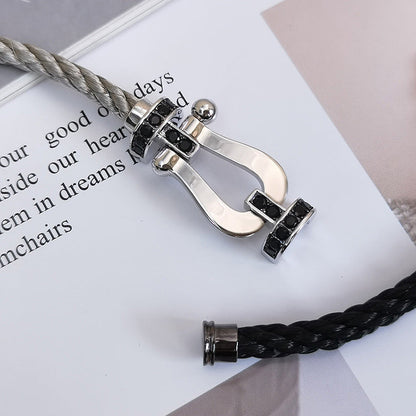 [Polaidi Jewelry]FORCE LARGE HORSESHOE BLACK DIAMOND BRACELET SILVER