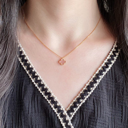 [：Polaidi Jewelry]CLOVER 15MM PINK MOTHER-OF-PEARL SINGLE FLOWER NECKLACE