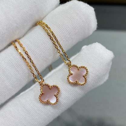 [Polaidi Jewelry]CLOVER 15MM PINK MOTHER-OF-PEARL SINGLE FLOWER NECKLACE