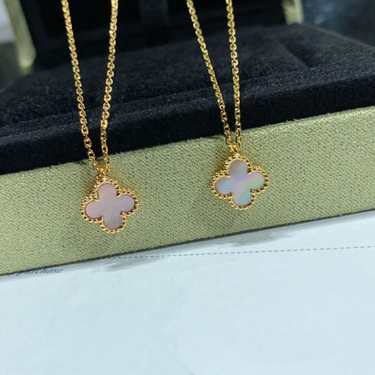 [：Polaidi Jewelry]CLOVER 15MM PINK MOTHER-OF-PEARL SINGLE FLOWER NECKLACE