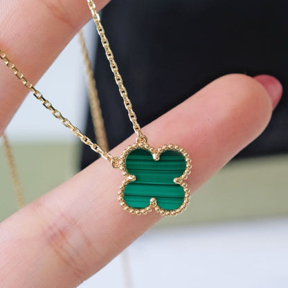 [Polaidi Jewelry]CLOVER 15MM MALACHITE SINGLE FLOWER  NECKLACE