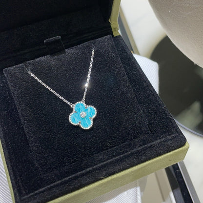 [Polaidi Jewelry]CLOVER 15MM DIAMOND SVRES PORCELAIN  NECKLACE SILVER