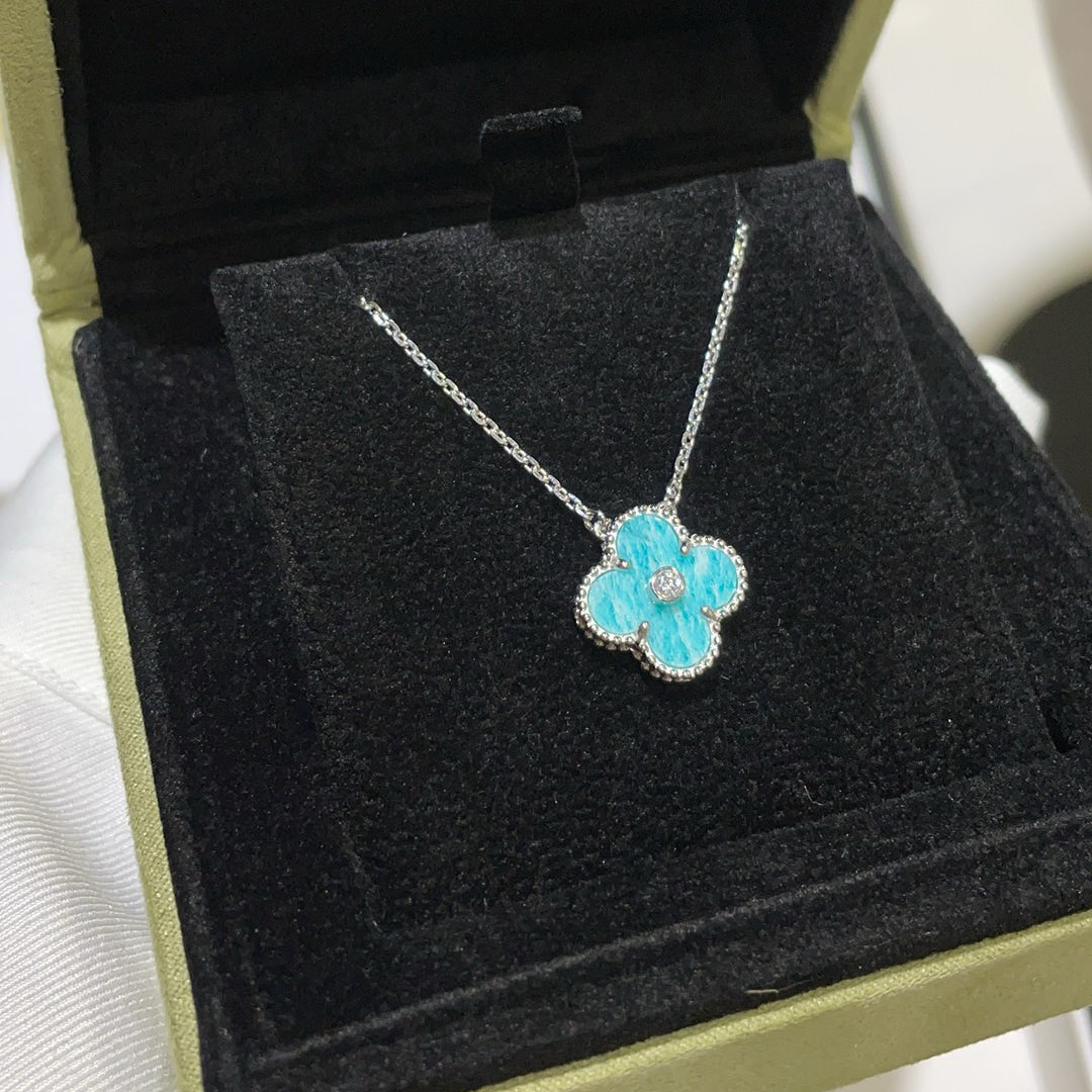 [Polaidi Jewelry]CLOVER 15MM DIAMOND SVRES PORCELAIN  NECKLACE SILVER