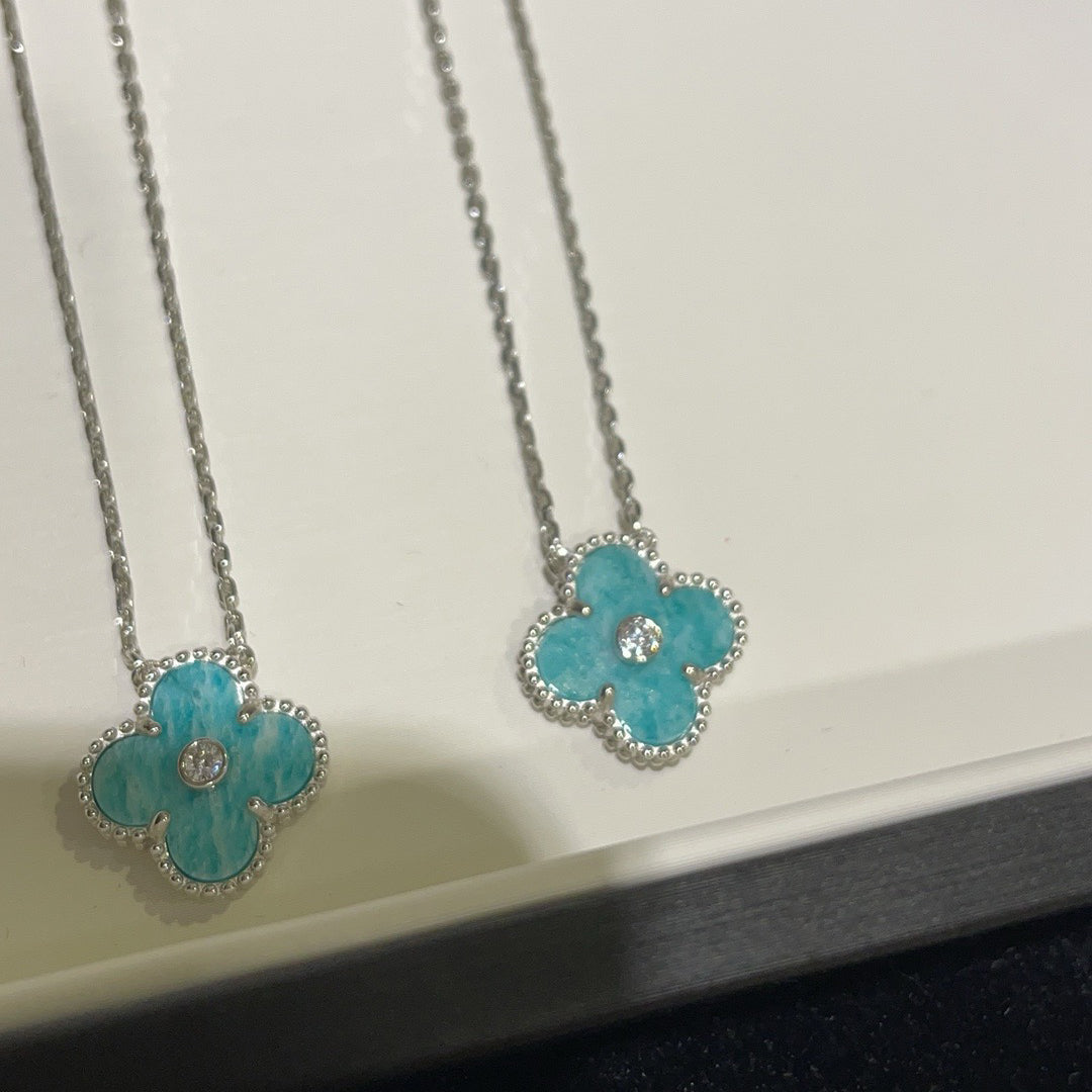 [：Polaidi Jewelry]CLOVER 15MM DIAMOND SVRES PORCELAIN  NECKLACE SILVER