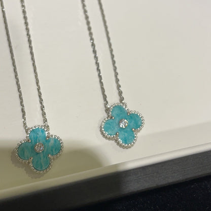 [：Polaidi Jewelry]CLOVER 15MM DIAMOND SVRES PORCELAIN  NECKLACE SILVER