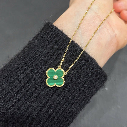 [Polaidi Jewelry]CLOVER 15MM DIAMOND TURQUOISE NECKLACE
