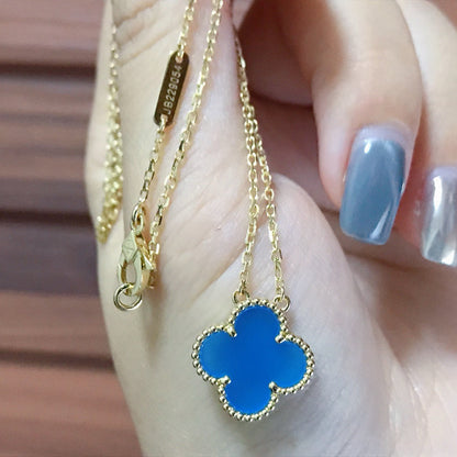 [：Polaidi Jewelry]CLOVER 15MM BLUE AGATE NECKLACE