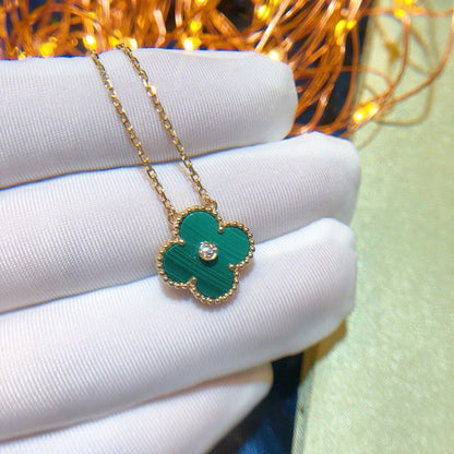 [Polaidi Jewelry]CLOVER 15MM DIAMOND TURQUOISE NECKLACE