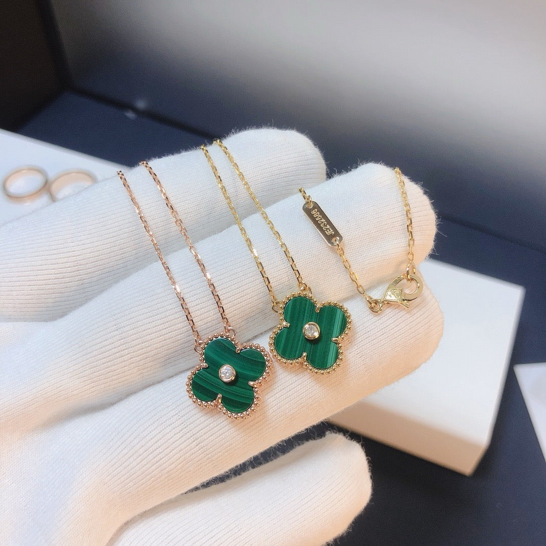 [：Polaidi Jewelry]CLOVER 15MM DIAMOND TURQUOISE NECKLACE