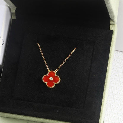 [Polaidi Jewelry]CLOVER 15MM DIAMOND CARNELIAN NECKLACE
