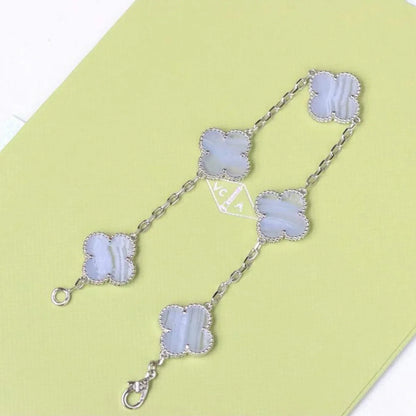 [Polaidi Jewelry] CLOVER 5 MOTIF PURPLE CHALCEDONY BRACELET COLLECTION