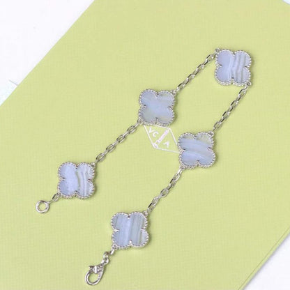 [：Polaidi Jewelry]CLOVER  5 MOTIF PURPLE CHALCEDONY BRACELET SILVER