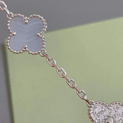 [Polaidi Jewelry] CLOVER 5 MOTIF PURPLE CHALCEDONY BRACELET COLLECTION