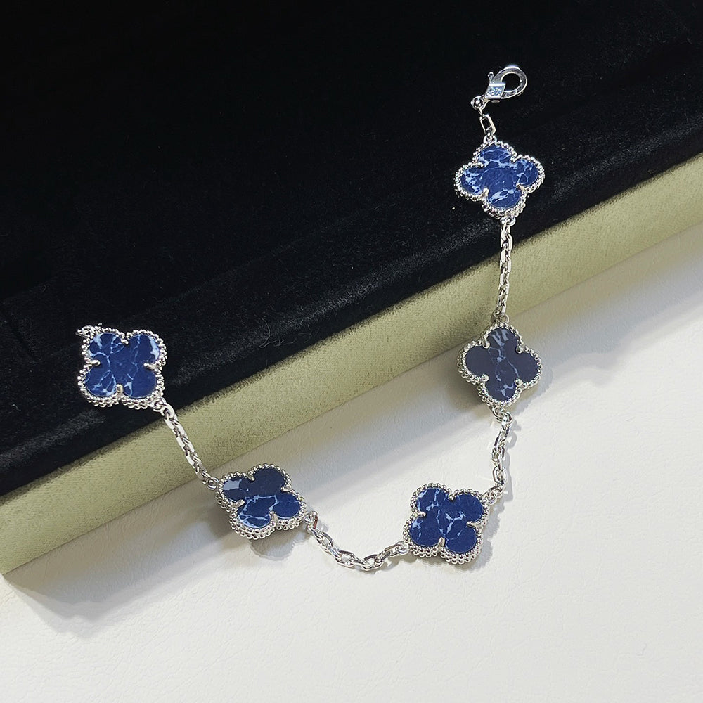 [：Polaidi Jewelry]CLOVER 5 MOTIF PIETERSITE SILVER BRACELET