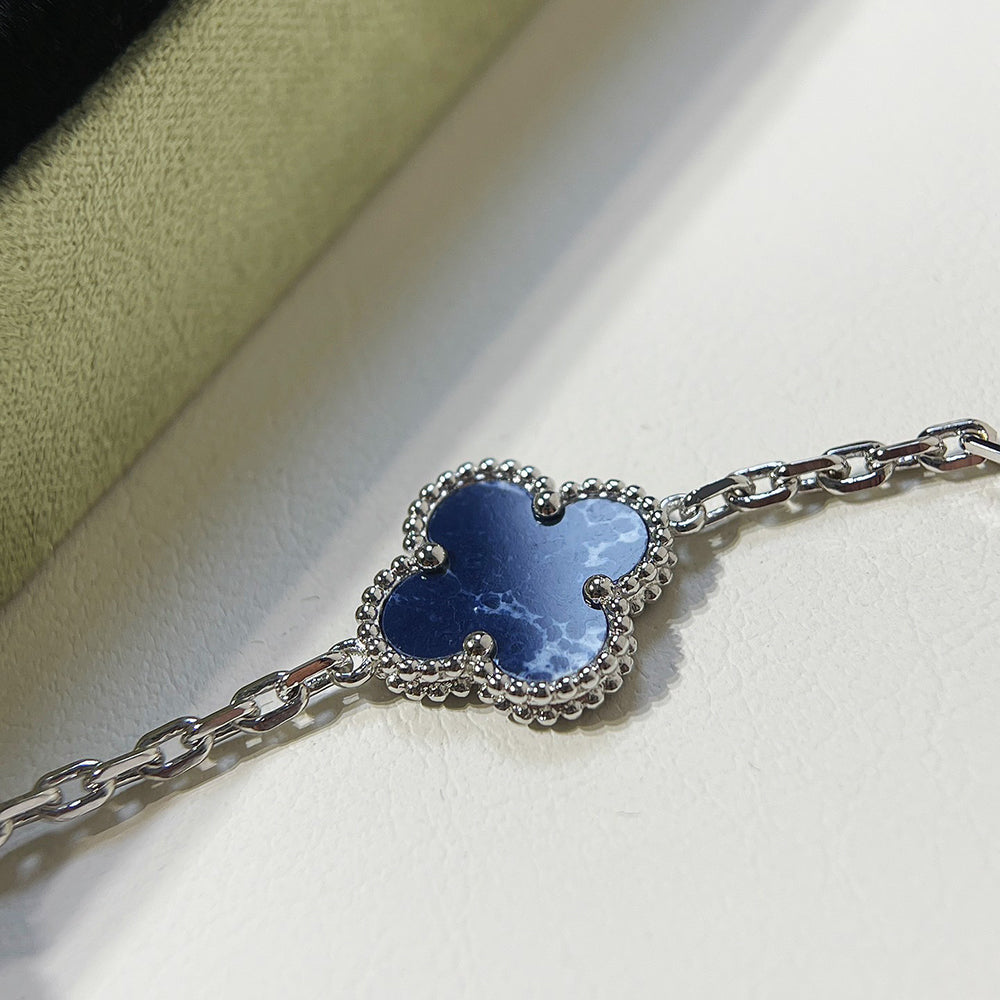 [：Polaidi Jewelry]CLOVER 5 MOTIF PIETERSITE SILVER BRACELET