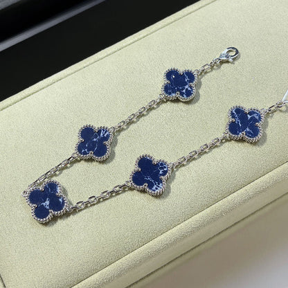 [：Polaidi Jewelry]CLOVER 5 MOTIF PIETERSITE SILVER BRACELET