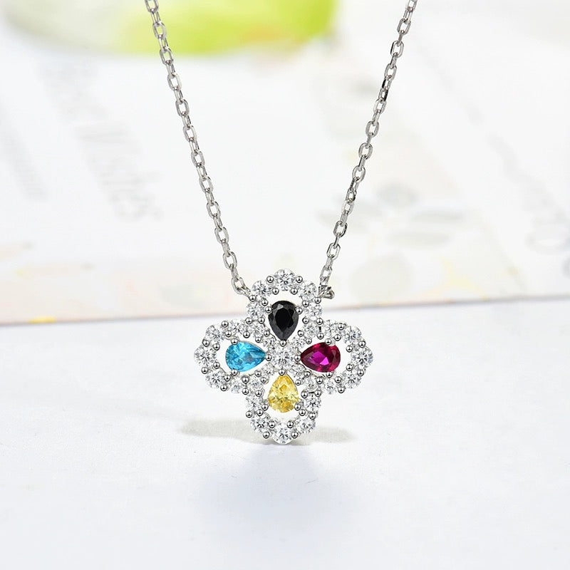 [Polaidi Jewelry]LOOP NECKLACE FULL MOTIF DIAMOND 16MM MULTIPLE COLORS