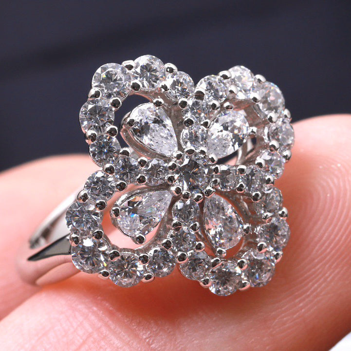 [：Polaidi Jewelry]LOOP RING FULL MOTIF DIAMOND 16MM SILVE