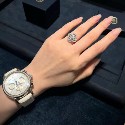 [Polaidi Jewelry]LOOP RING FULL MOTIF DIAMOND 16MM SILVE