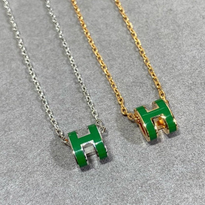 [Polaidi Jewelry]POP H GREEN NECKLACE SILVER AND GOLD
