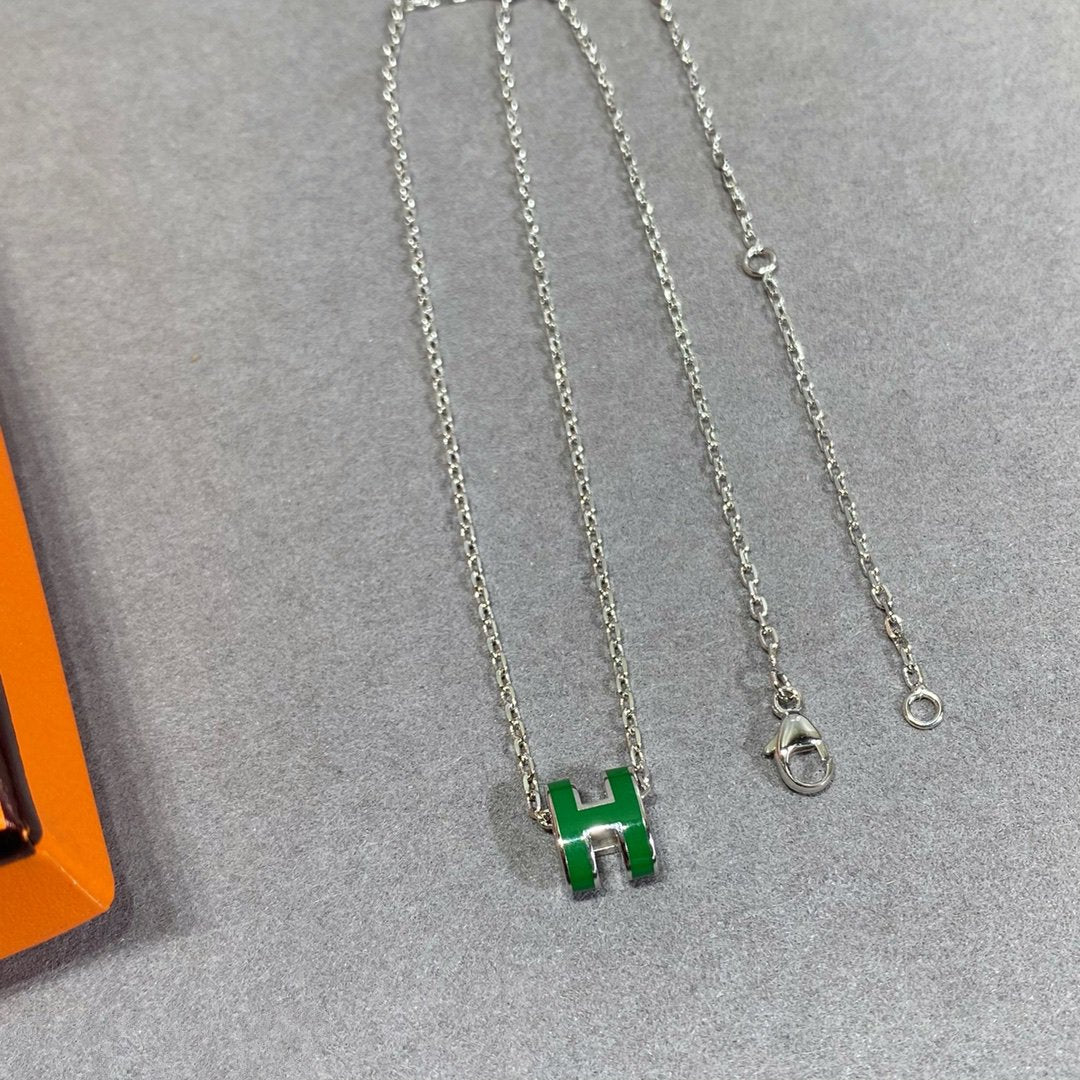 [：Polaidi Jewelry]POP H GREEN NECKLACE SILVER AND GOLD