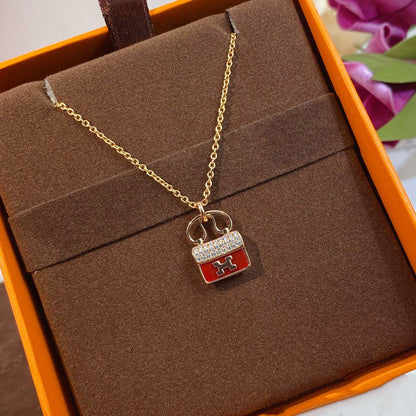 [Polaidi Jewelry]CONSTANCE RED PEDANT PINK GOLD NECKLACE