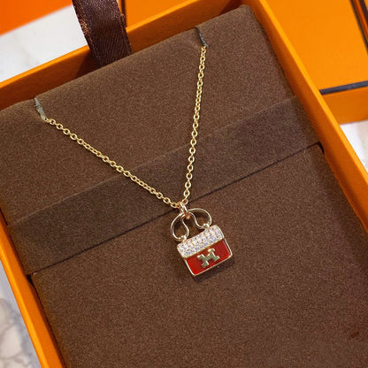 [：Polaidi Jewelry]CONSTANCE RED PEDANT PINK GOLD NECKLACE