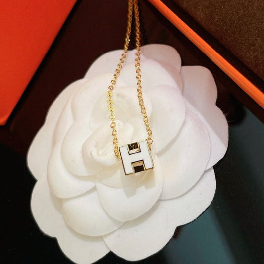 [：Polaidi Jewelry]H WHITE SQUARE GOLD NECKLACE