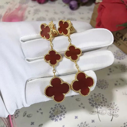 [：Polaidi Jewelry]CLOVER 3 MOTIF CARNELIAN DROP EARRINGS