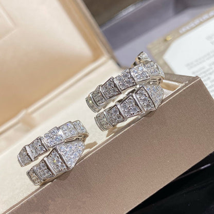 [Polaidi Jewelry]SERPENTI DOUBLE RING SILVER DIAMOND PAVED
