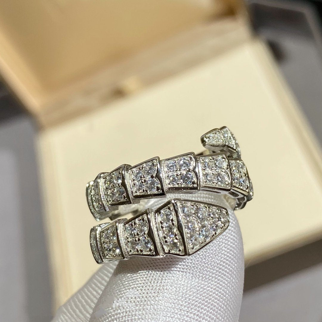 [Polaidi Jewelry]SERPENTI DOUBLE RING SILVER DIAMOND PAVED