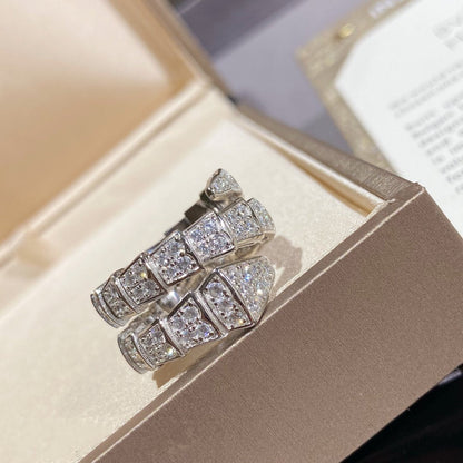 [Polaidi Jewelry]SERPENTI DOUBLE RING SILVER DIAMOND PAVED