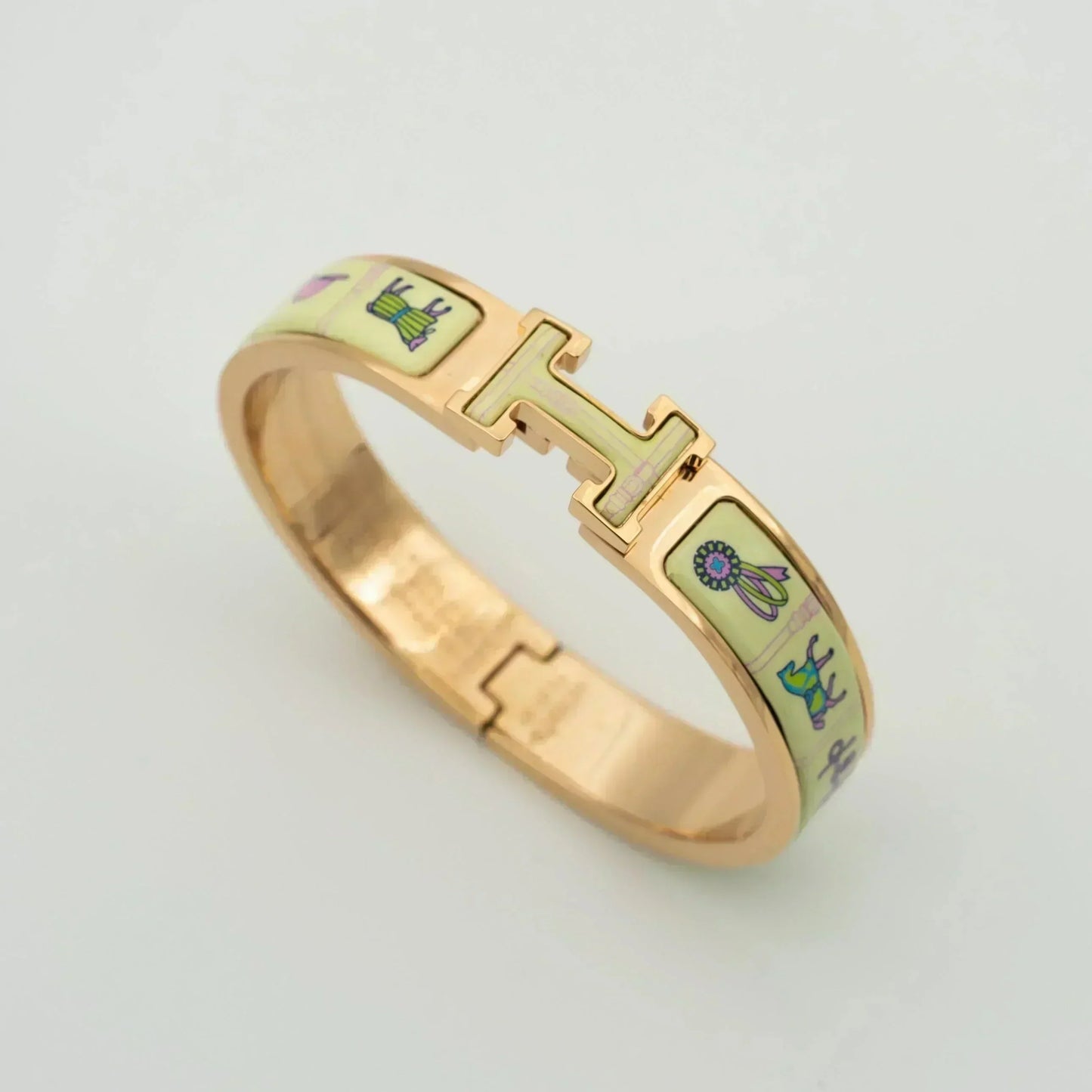 [Polaidi Jewelry]H PINK GOLD BRACELET CREAM CERAMIC