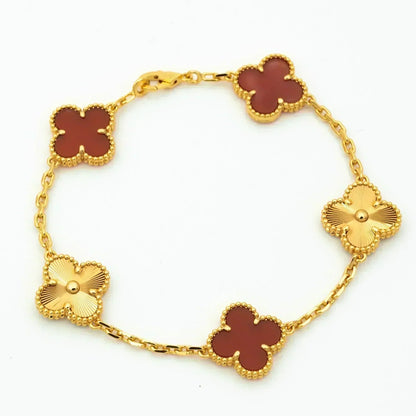 [：Polaidi Jewelry]CLOVER  5 MOTIFS CARNELIAN GOLD BRACELET