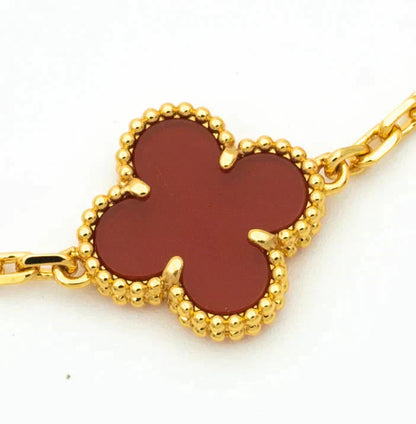 [：Polaidi Jewelry]CLOVER  5 MOTIFS CARNELIAN GOLD BRACELET