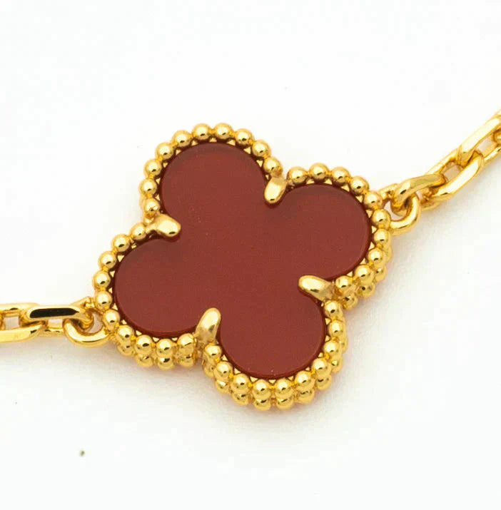 [：Polaidi Jewelry]CLOVER 5 MOTIFS CARNELIAN DIAMOND BRACELET