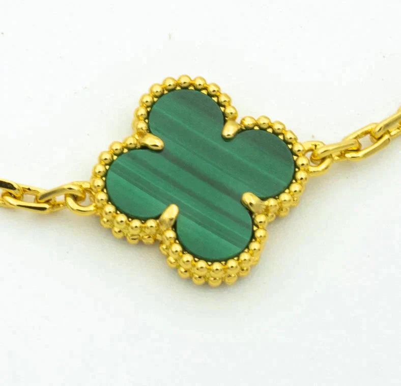[Polaidi Jewelry] CLOVER 5 MOTIF MALACHITE BRACELET COLLECTION