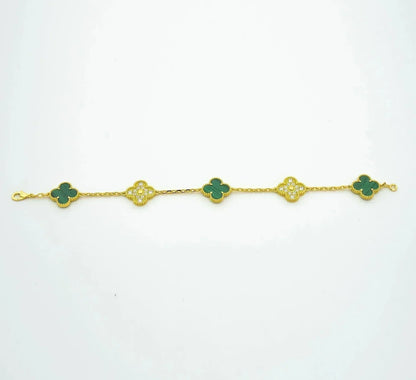 [Polaidi Jewelry] CLOVER 5 MOTIF MALACHITE BRACELET COLLECTION