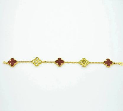 [Polaidi Jewelry] CLOVER 5 MOTIF RED CORNELIAN BRACELET COLLECTION